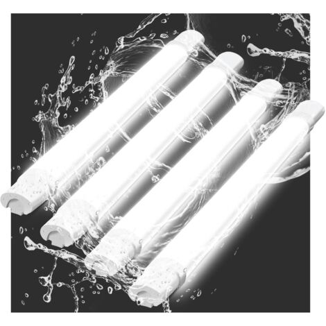 Plafonnier LED étanche 90CM -ZMH Plafonnier LED tube 24W 3000LM Lampe de cave IP65 étanche 5000K Lampe d'atelier Lampe de baignoire Lampe étanche pour salon bureau cuisine garage, 4 pièces
