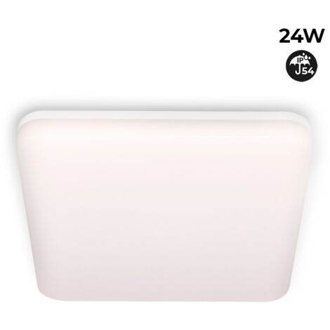 Plafonnier LED étanche carré blanc 24W en saillie 2640LM IP54 - Blanc Chaud
