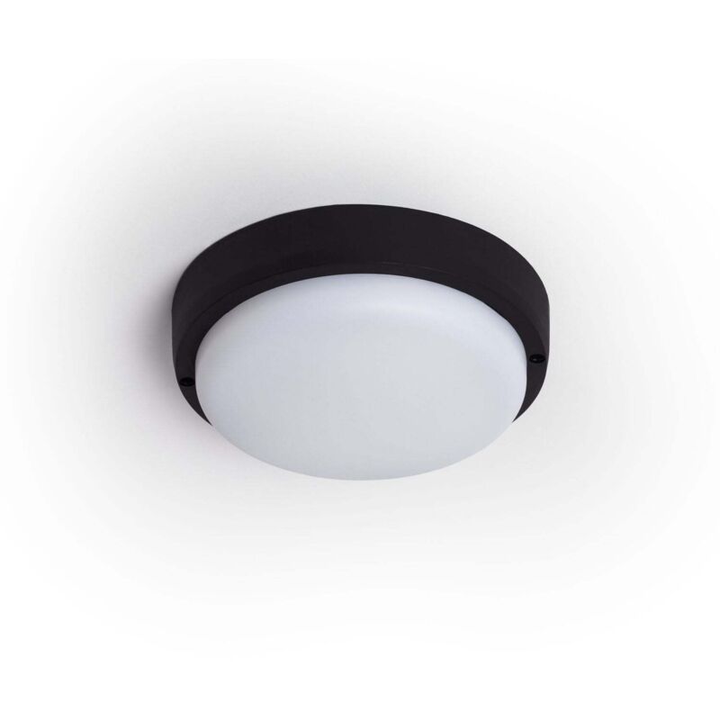 Efectoled - Plafonnier led Extérieur Rond 25W Hublot Black IP65 Ø175 mm 3000K Blanc chaud