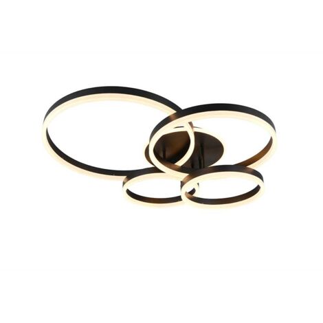 Plafonnier LED fonction mémoire CCT métal noir mat télécommande L 80 cm