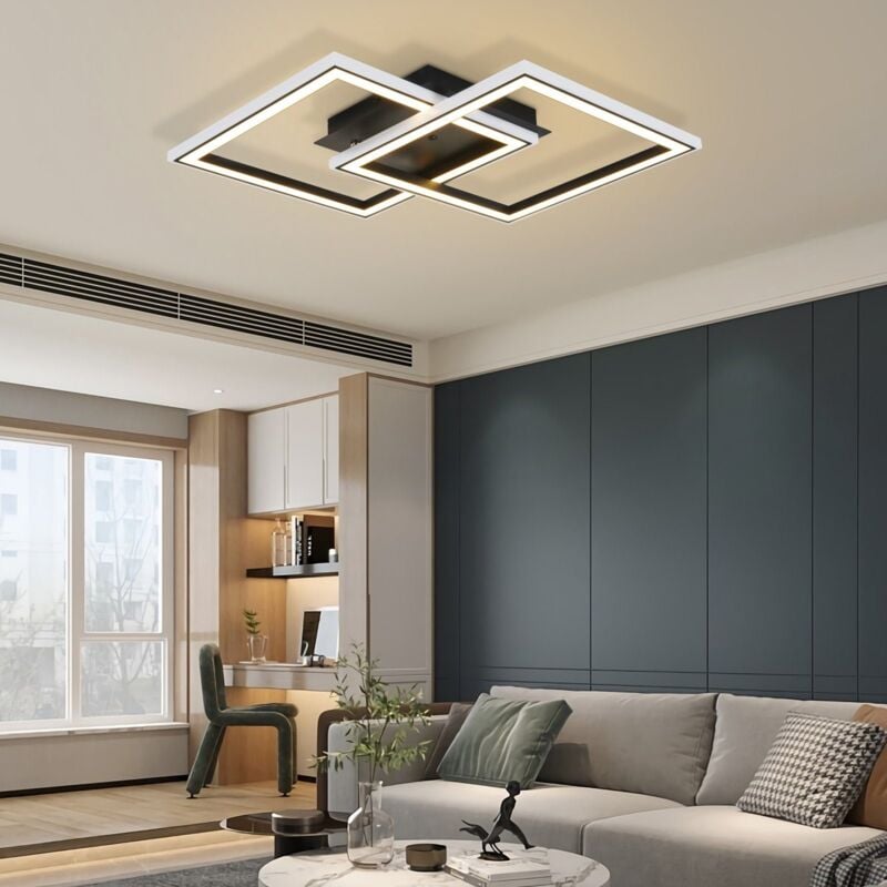 Plafonnier led Gbly 35W Lampe de Salon rvb Changement de Couleur Noir Lampe de Chambre Moderne Dimmable avec Télécommande Lampe de Couloir