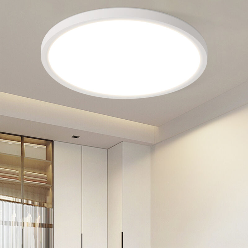 Gbly - Plafonnier led Lampe de Salle de Bain - Diamètre Plat 30 cm Lampe de Cuisine Lampe de Chambre Ronde Éclairage de Plafond Blanc 24W Lampe de