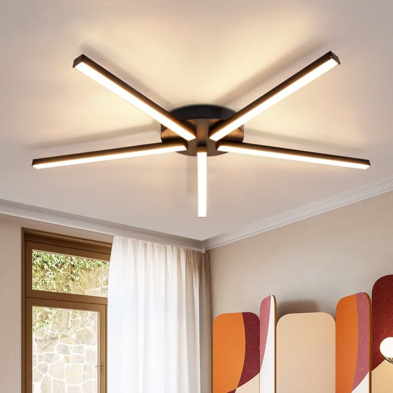 Plafonnier LED GBLY Lampe de Salon Blanc Chaud - Plafonnier 24W Plafonnier Noir 64,2 cm Lampe de Chambre en métal 3000K pour Chambre Salon