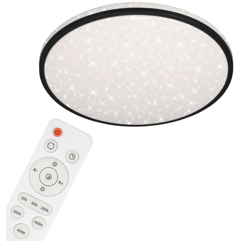 Briloner - Plafonnier leuchten skizo, 48 w, 4400 lm, IP20, noir, plastique, dimmable, avec télécommande, cct, ø 49,2 cm