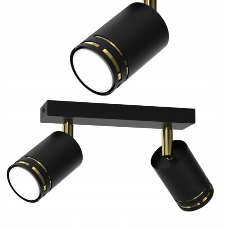 Plafonnier LED GU10 mobile, noir et doré, spot polonais à réflecteur