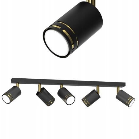 Plafonnier LED GU10 mobile, noir et doré, spot polonais à réflecteur