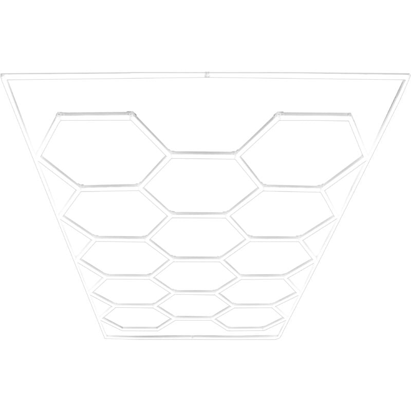 Monster Shop - Plafonnier led Hexagonal 14 Lampes & Cadre, Design Modulaire en Nid d'Abeille, Blanc Pur 120 Lumens 6500K, Exposition de voitures