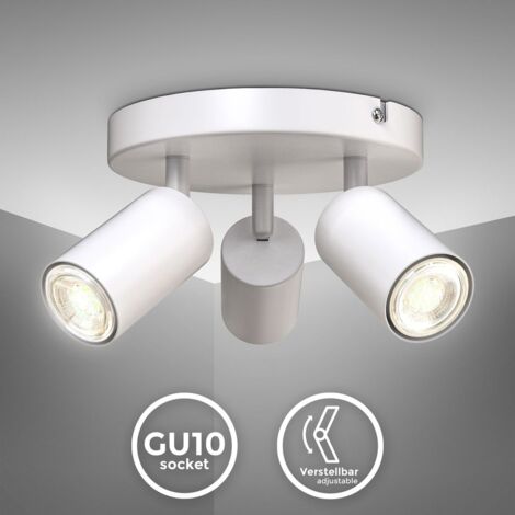 Plafonnier LED Lampe à 3 flammes ronde I pivotante I rotative I GU10 I blanc mat I sans ampoule I chambre I couloir