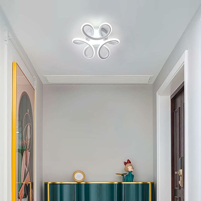 Aiskdan - Plafonnier led, Lampe de Lustre, Design Courbé Moderne Luminaire Plafonnier pour Couloir Balcon Salon Cuisine Salle de Bain Chambre,30W ,