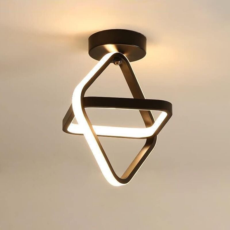 Comely - Plafonnier led, Lampe de Lustre moderne noir Plafonnier de couloir carrée 24W 2700LM pour Couloir Balcon, 3000K Lumière blanche chaude,
