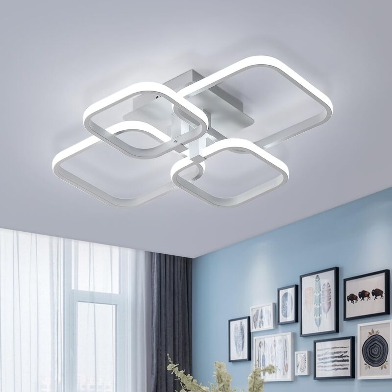Plafonnier LED, Lampe de Plafond Moderne 52W 4680LM, Luminaire Plafonnier Blanc pour Salon, Cuisine, Cuisine, Chambre à Coucher 6500K Lumière Blanche