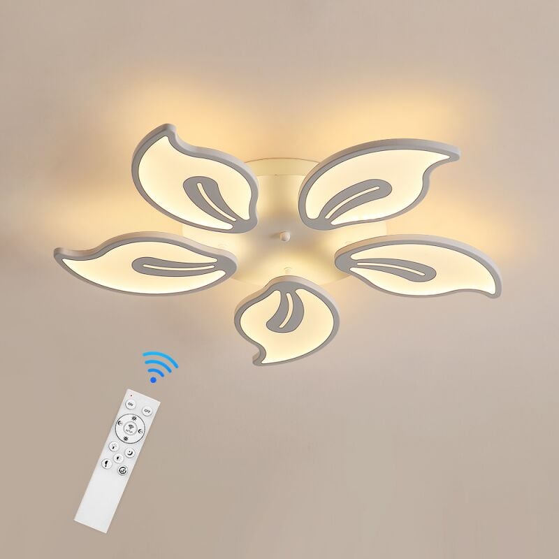Plafonnier led, Lampe de plafond moderne pétale 50W 4500LM, dimmable télécommande 3000-6500K, Plafonniers blancs pour Salon, Salle à manger, Chambre