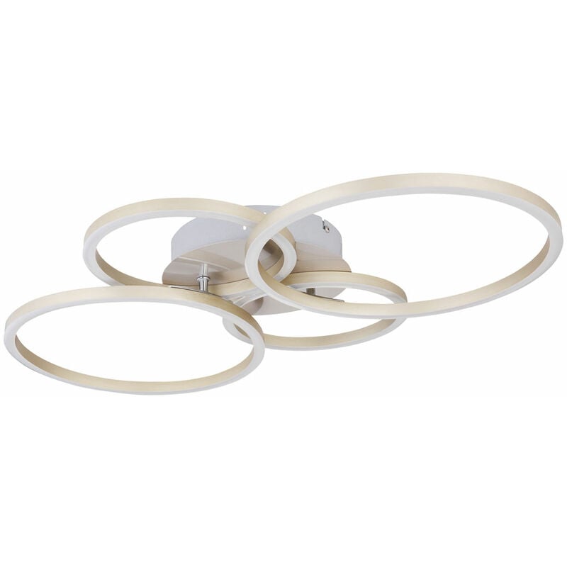 Plafonnier led lampe de salon anneaux modernes plafonnier led réglable argent, métal plastique, 1x 40W 1960lm 3000K, LxlxH 65,5x40,6x7,5 cm