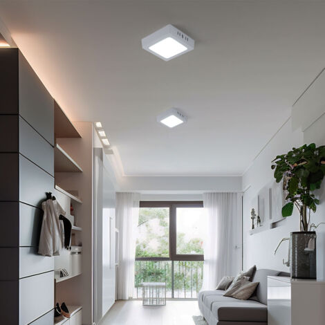 Plafonnier led moderne, 58*46cm, avec 4 carrés lustre noir, lumière