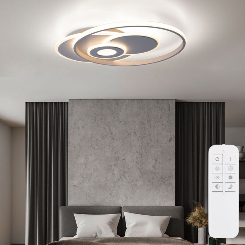 Plafonnier led lampe de salon lampe de salle à manger, télécommande dimmable, veilleuse à mémoire, 50W 3600lm blanc chaud-blanc froid 3000-6000K, l