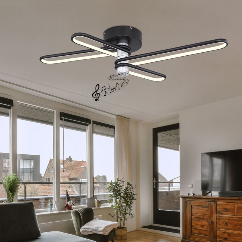 Plafonnier led lampe de salon lampe design lampe de salle à manger lampe de cuisine, haut-parleur Bluetooth, 35W 1400lm 3000K blanc chaud, h 18,5 cm