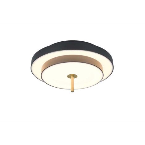 Plafonnier LED lampe de salon noir-doré interrupteur variateur D 40 cm