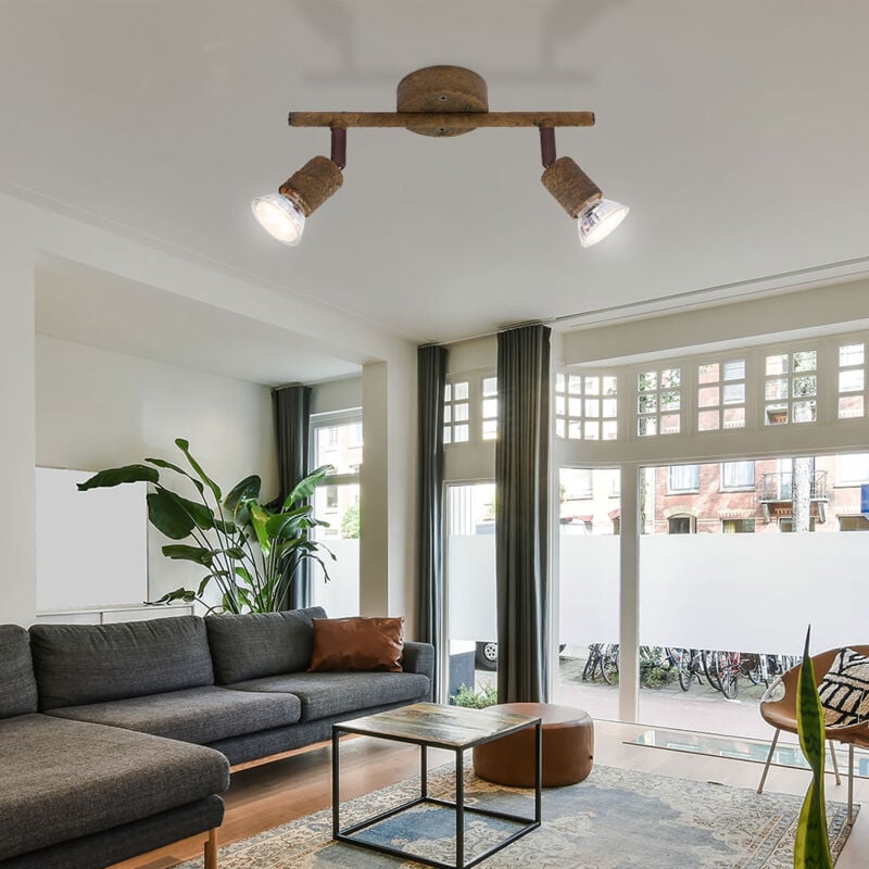 Plafonnier led lampe de salon plafonnier rouille spots orientables, 2x 3 watts 2x 250 lumens 3000 Kelvin, LxH 26x15 cm