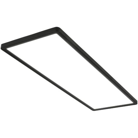 Plafonnier Led, Lampe Led, Luminaire Plafonnier, Chambre, Salon, Effet Rétroéclairé, Lumière Blanc Neutre, 3.000 Lumens, Noir, 580x200x30mm (Lxlxh)