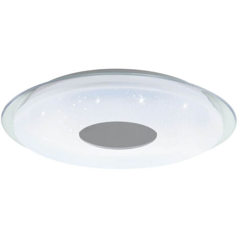 Plafonnier LED LANCIAN-Z Blanc, chrome, transparent H: 8 Ø: 56cm DIMMABLE 2700-6500K avec fonction Connect-Z