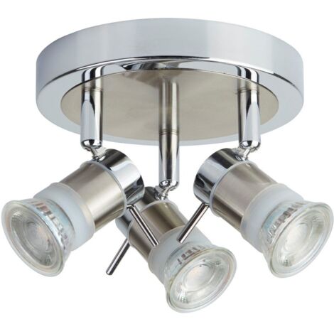 Plafonnier LED luminaire chrome argent couloir bureau chambre salon éclairage