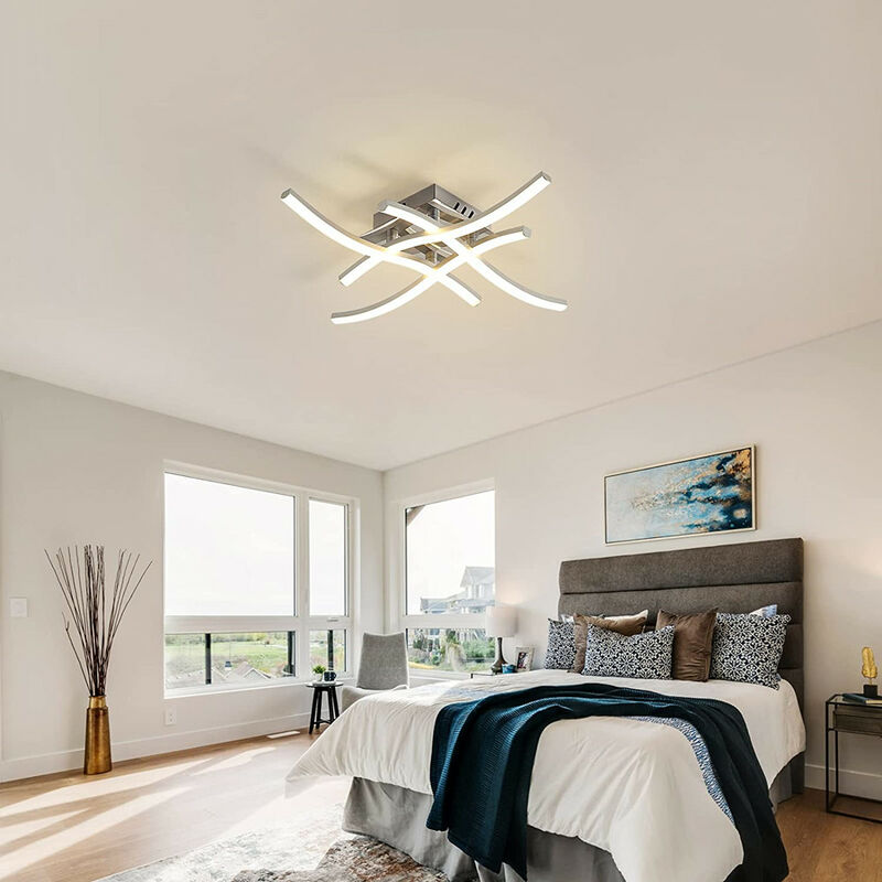 Plafonnier led, Luminaire en Forme de Vague, Lumière Blanche Chaude 4000K, led intégrées 24W 2200Lm, Lustre Moderne pour Salon ou Cuisine