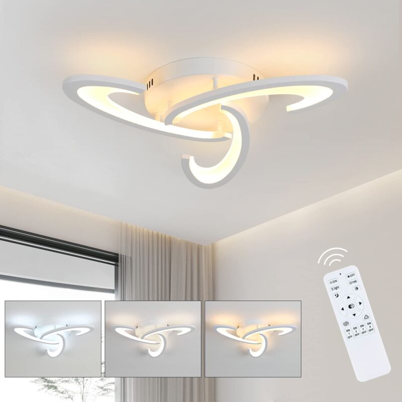 Plafonnier led, Luminaire Plafonnier 36W 3240lm, Lampe de Plafond Design Shamrock pour Chambre à Coucher, Salon, Salle à Manger, Acrylique Blanc,