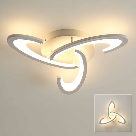 Plafonnier LED, Luminaire Plafonnier 36W 3240lm, Lampe de Plafond Design Shamrock pour Chambre à Coucher, Salon, Salle à Manger, Acrylique Blanc, Lumière Chaude 3000K [Classe énergétique A+++]
