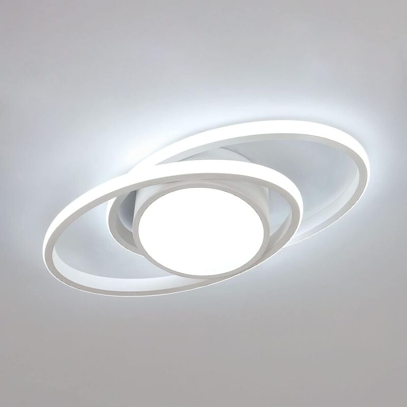 Plafonnier led Moderne Blanc, Design Double Cercle, 39W 4000LM Dia 40cm Blanc Froid 6500K pour Chambre Couloir Cuisine Balcon - Goeco