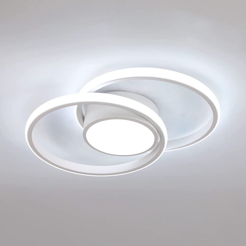 Plafonnier led Moderne Blanc, Design Double Cercle, 42W 4000LM Dia 40cm Blanc Froid 6500K pour Chambre Couloir Cuisine Balcon - Goeco