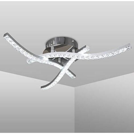 GOECO Plafonnier LED, luminaire plafonnier de vague, plafonnier en cristal, lumière blanche neutre 4000K, 18W 1600Lm, LED lustre moderne pour le restaurant de salon de chambre coucher