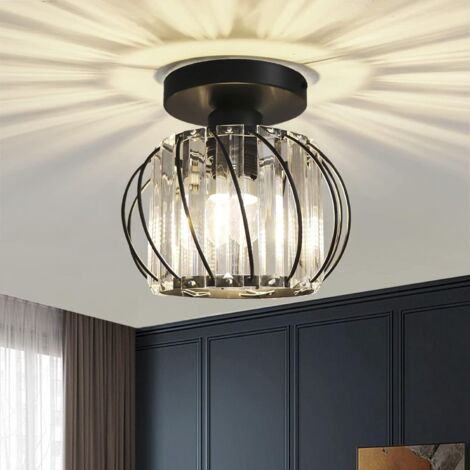 Plafonnier LED Luminaires de Plafond à Cristaux Encastrés E27 pour Cuisine Couloir Salles à Manger Salons Bar  - Noir