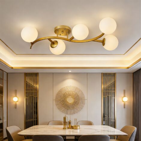 Plafonnier LED, lustre moderne doré, éclairage encastré, éclairage décoratif, E27 (ampoule non incluse)