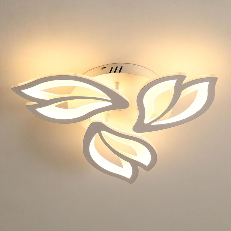 Comely - Plafonnier led Moderne en Acrylique Blanc, Design Créatif Pétales de Magnolia, pour Salon, Chambre et Couloir - 45W - Lumière Chaude 3000K