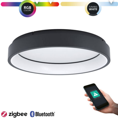 Plafonnier LED Marghera-Z Blanc Blanc H: 11 Ø: 60cm Dimmable 2700-6500K avec fonction Connect-Z