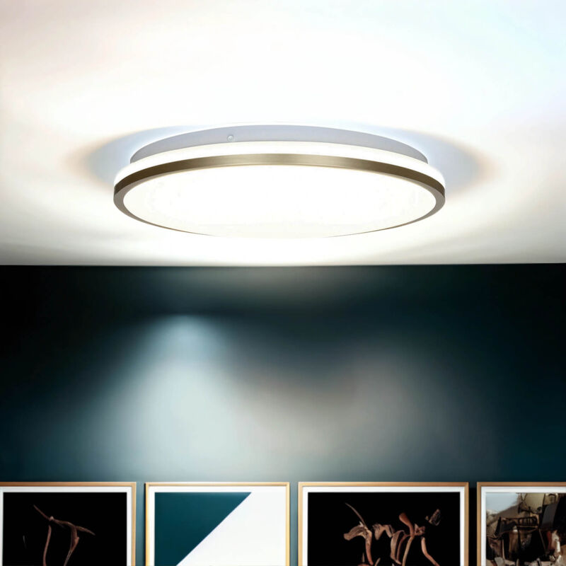 Licht-erlebnisse - Plafonnier led métal 4000 k lumière blanc neutre 1040 lm d : 33 cm en or blanc rond Licht-erlebnisse - Plafonnier led métal 4000 k lumière blanc neutre 1040 lm d : 33 cm en or blanc rond