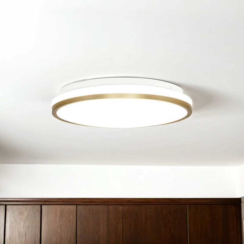 Licht-erlebnisse - Plafonnier led métal blanc neutre 4000 k 730 lm d : 28 cm rond en or blanc Licht-erlebnisse - Plafonnier led métal blanc neutre 4000 k 730 lm d : 28 cm rond en or blanc