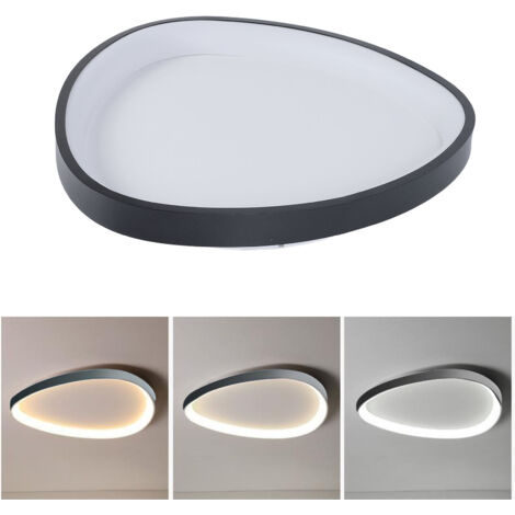 Plafonnier LED minimaliste ovale triangle 3 températures de couleur dimmable avec contrôle APP, noir, pour cuisine et chambre