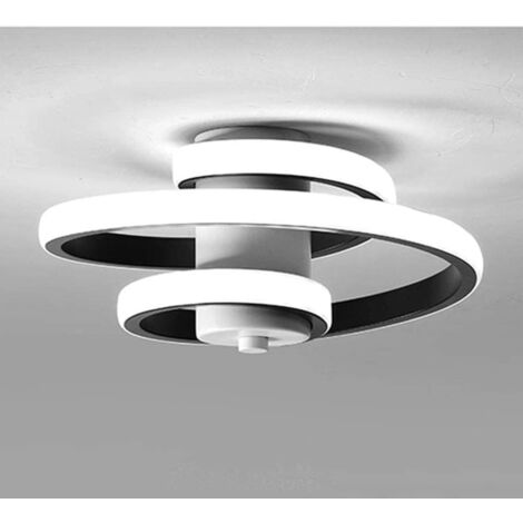 Plafonnier LED Moderne, 18W Plafonnier Design Créatif en Forme de Spirale, Luminaire Plafonnier Noir Metal, Lampe de Plafond LED pour Salon Chambre Cuisine Restaurant Couloir (Blanc Froid 6000K)