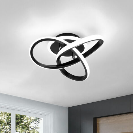 Plafonnier LED Moderne, 21W Luminaire Plafonnier LED Forme de Trèfle, Dimmable 3000K-6500K, Lampe Plafond pour Chambre Couloir Cuisine Salon - Noir