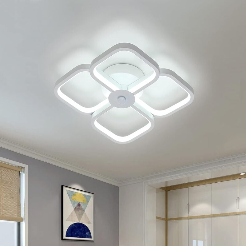 Plafonnier led Moderne, 24CM Simple Blanc Double Couche Carré Croix Lampe de Plafond, 32W 6000K Blanc Froid Intérieur led Éclairage au Plafond pour