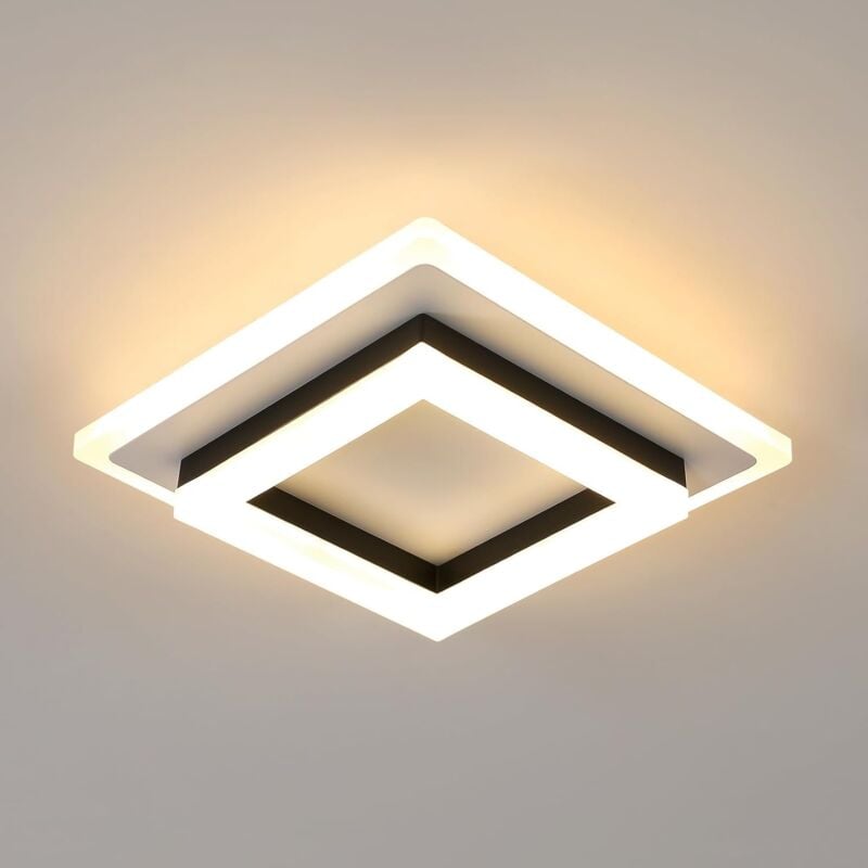 COMELY Plafonnier LED Moderne, 24W 2350LM Lampe de Plafond Carré Mode en Acrylique, Plafonnier LED Murale Interieur pour Couloir Balcon Hôtel