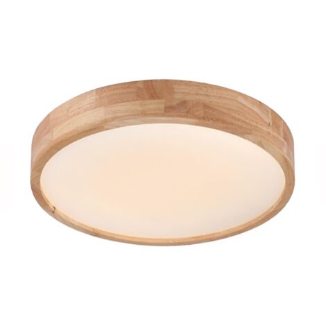 Plafonnier LED Moderne 24W Lampe de Plafond Rond Ø30cm Plafonnier Bois Lumière Chaude 3000K Luminaire Plafonnier LED Intérieur pour Salon Couloir Salle à manger Chambre