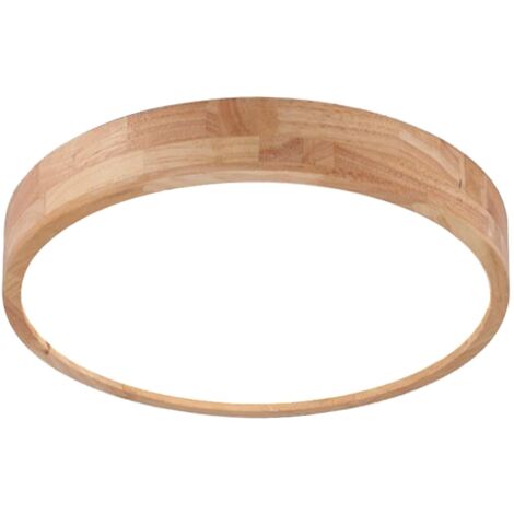 Plafonnier LED Moderne 24W Rond Ø30cm en Bois - Lumière Blanche 6000K pour Salon, Couloir, Salle à Manger, Chambre