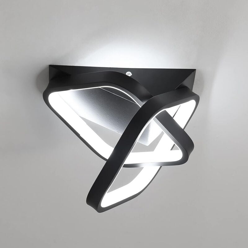 Comely - Plafonnier led moderne 26W, Lampe de Plafond en forme de 2 Carré en Aluminium, Luminaire Plafonnier Noir Metal, Pour Balcon D'entrée de