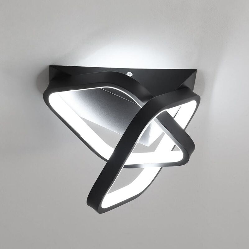 Plafonnier led moderne 26W, Lampe de Plafond en forme de 2 Oblique Carré en Aluminium, Luminaire Plafonnier Noir Metal, Pour Balcon D'entrée de