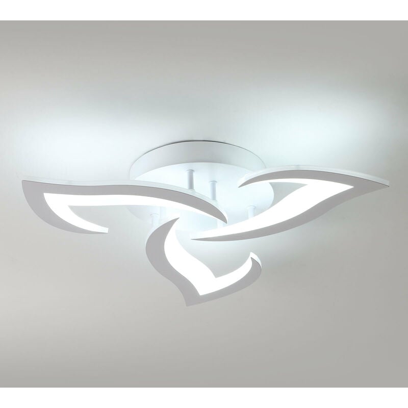 Comely - Plafonnier Led Moderne 33W, 3300LM, Blanc Créatif Pétales Design, 6000K Blanc Froid, Lampe Plafond Acrylique pour Chambre, Salon, Salle à
