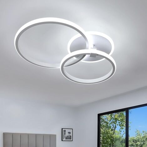 Plafonnier LED Moderne, 42W 4700LM Luminaire Plafonnier LED Design Rond, 6500K Lumière Blanche Froide Lampe de Plafond Blanc pour Chambre, Salon, Cuisine, Hall, Bureau, Dia 52cm