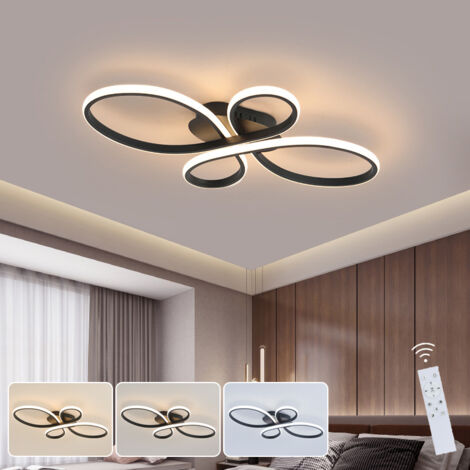 Plafonnier LED moderne 60 cm, Lustre LED à anneaux floraux avec télécommande, Plafonnier LED 36 W à intensité variable, 3 températures de couleur