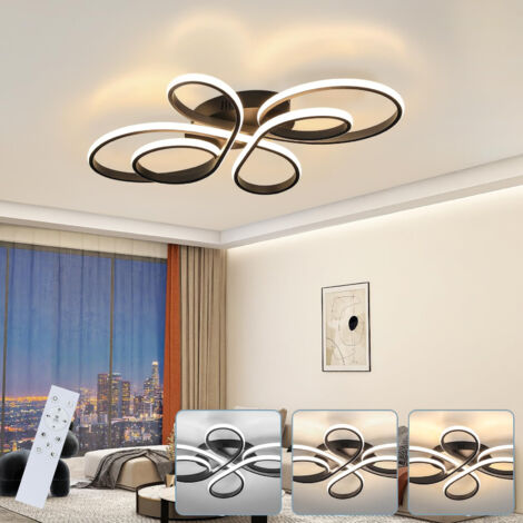 Plafonnier LED moderne 80 cm, Lustre LED à anneaux floraux avec télécommande, Plafonnier LED 82 W à intensité variable, 3 températures de couleur